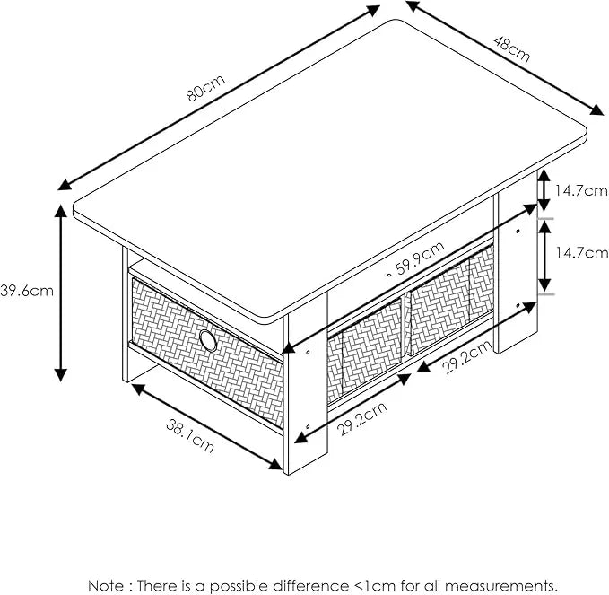 Furinno Andrey Coffee Table with Bin Drawer, Dark Walnut - LeafyLoom