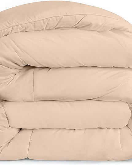 Utopia Bedding All Season 250 GSM Comforter - Plush Siliconized Fiberfill Comforters - Box Stitched (Beige, Queen) - LeafyLoom