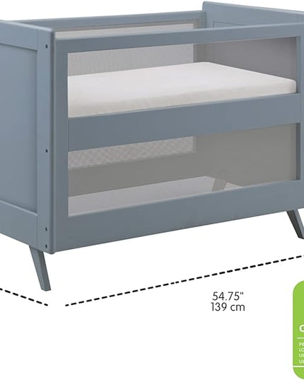 BreathableBaby Breathable Mesh 3-in-1 Convertible Crib (Toddler Bed Kit Sold Separately) — Steel Gray — Two Adjustable Mattress Heights — Greenguard Gold Certified - LeafyLoom