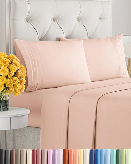 Full Size 4 Piece Sheet Set - Comfy Breathable & Cooling Sheets - Hotel Luxury Bed Sheets for Women & Men - Deep Pockets, Easy-Fit, Soft & Wrinkle Free Sheets - Lavender Pink Oeko-Tex Bed Sheet Set - LeafyLoom
