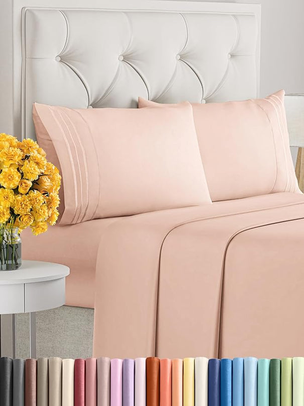 Full Size 4 Piece Sheet Set - Comfy Breathable & Cooling Sheets - Hotel Luxury Bed Sheets for Women & Men - Deep Pockets, Easy-Fit, Soft & Wrinkle Free Sheets - Lavender Pink Oeko-Tex Bed Sheet Set - LeafyLoom