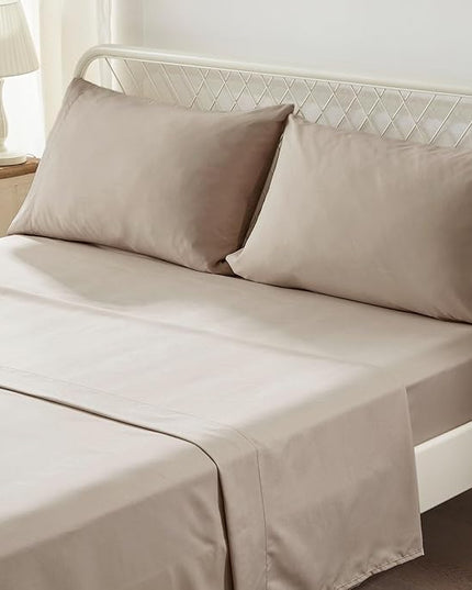 Anluoer King Comforter Set 7 Piece, Oatmeal Bed in a Bag with Sheets, All Season Ruffle Shabby Chic Bedding Sets with 1 Comforter, 2 Pillow Shams, 2 Pillowcases, 1 Flat Sheet, 1 Fitted Sheet - LeafyLoom