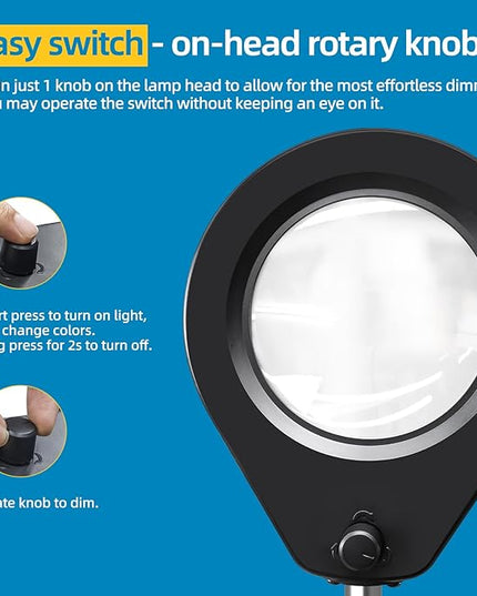 Magnifying Lamp, 10X Illuminated Magnifier Lamp with Internal Spring Swing Arm and Desk Edge Clamp - LeafyLoom