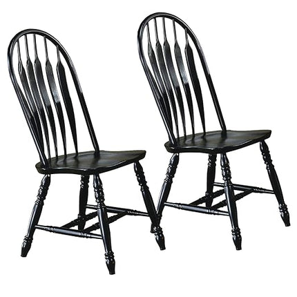Sunset Trading Light Oak 41" Dining Arm Chair and Antique Black Cherry Set of 2 Fully Assembled Side Chairs - LeafyLoom