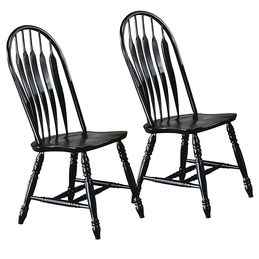 Sunset Trading Light Oak 41" Dining Arm Chair and Antique Black Cherry Set of 2 Fully Assembled Side Chairs - LeafyLoom
