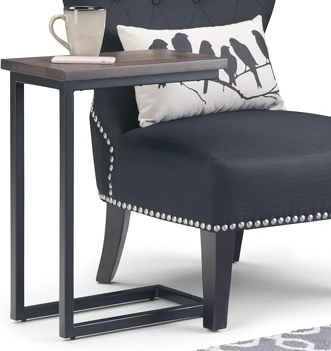 SIMPLIHOME Skyler SOLID MANGO WOOD and Metal 18 Inch Wide Rectangle C Side Table in Walnut Brown, Fully Assembled, For the Living Room and Bedroom - LeafyLoom