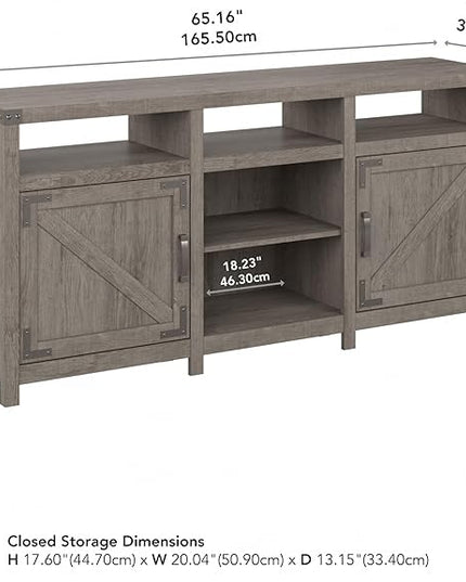 Bush Furniture Knoxville Farmhouse Stand for 75 Inch TV, Living Room Media Console with Storage, 65W, Restored Gray - LeafyLoom