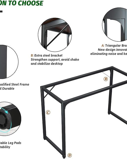 Foxemart 47 Inch Computer Table Sturdy Office Desk, Modern PC Laptop 47” Writing Study Gaming Desk for Home Office Workstation, White and Black - LeafyLoom