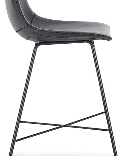 Poly and Bark Counter Stool 24 inches - Counter Height Bar Stools Set of 2 - Sturdy Kitchen Stools with Backs - Comfortable Bar Chair - Modern Countertop-High Chairs, Kitchen Island Barstools – Grey - LeafyLoom