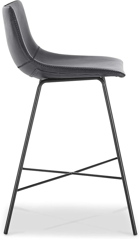 Poly and Bark Counter Stool 24 inches - Counter Height Bar Stools Set of 2 - Sturdy Kitchen Stools with Backs - Comfortable Bar Chair - Modern Countertop-High Chairs, Kitchen Island Barstools – Grey - LeafyLoom