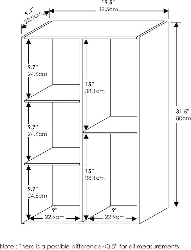 Furinno Luder Bookcase / Book / Storage , 5-Cube, White - LeafyLoom