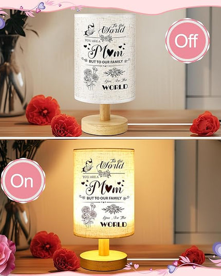 Linkax Mom Birthday Gifts, Fabric Lights Table Lamp Gifts for Mom from Daughter Son, Personalized Birthday Gifts for Mom Nightstand Lamp, Mother Day Thanksgiving Mom Gifts Bedside Lamp for Bedroom - LeafyLoom