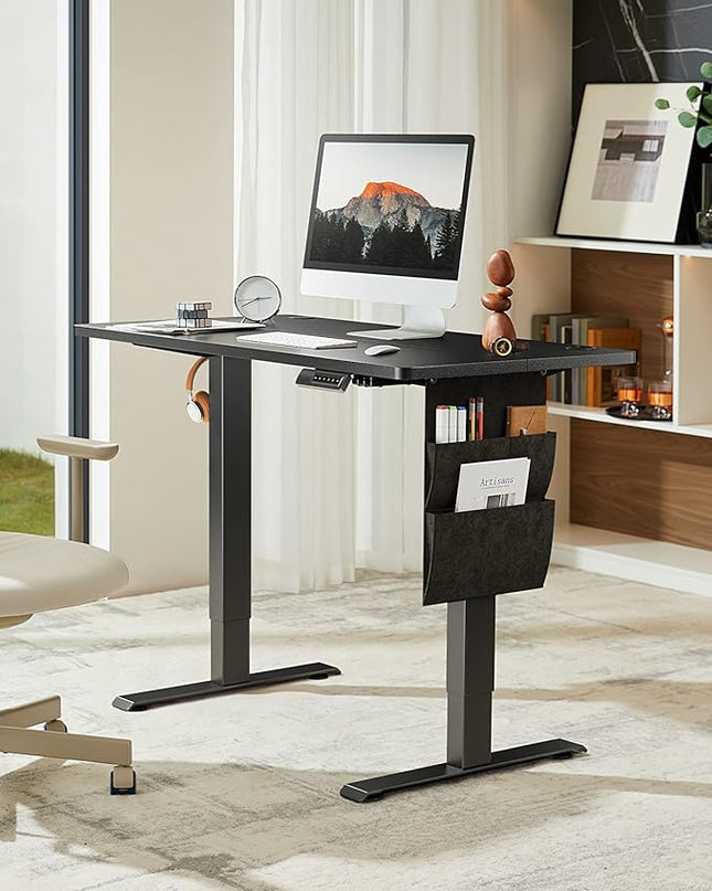 Marsail Standing Desk Adjustable Height, 48x24 Inch Electric Standing Desk with Storage Bag, Stand up Desk for Home Office Computer Desk Memory Preset with Headphone Hook - LeafyLoom