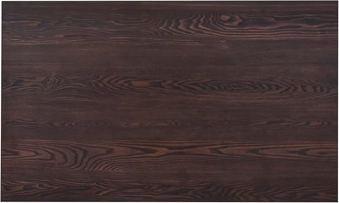 6-Piece Wood Dining Table Set with 4 PU Upholstered Chairs and Bench, Large Tabletop, for Kitchen Living Room, Farmhouse Style, Dark Brown, 59" L x 35.4" W x 30" H - LeafyLoom