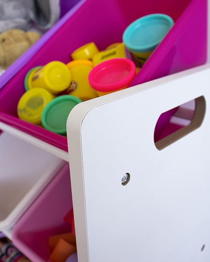 Humble Crew Kids' Toy Storage Organizer with 12 Plastic Bins, Pink&Purple, White/Purple/Pink - LeafyLoom