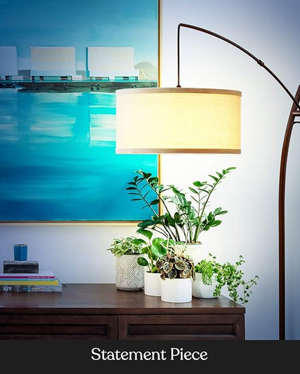 Brightech Grayson LED Floor Lamp, Modern Arc Lamp for Office & Living Room, Tall Lamp with Adjustable Arm, Standing Lamp in Industrial Style for Bedroom Reading - Bronze - LeafyLoom