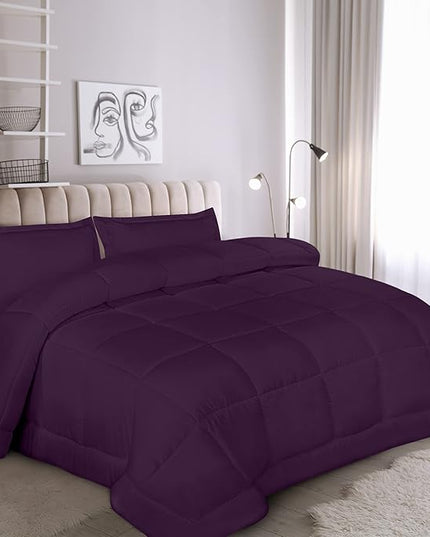 Utopia Bedding Queen Size Comforter Set with 2 Pillow Shams, Bedding Comforter Sets, Down Alternative Plum/Purple Comforter, Soft and Comfortable, Machine Washable - LeafyLoom