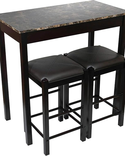 Pearington Remington High Top Counter Height Bar and Pub Table Set with 2 Chairs, Brown - LeafyLoom