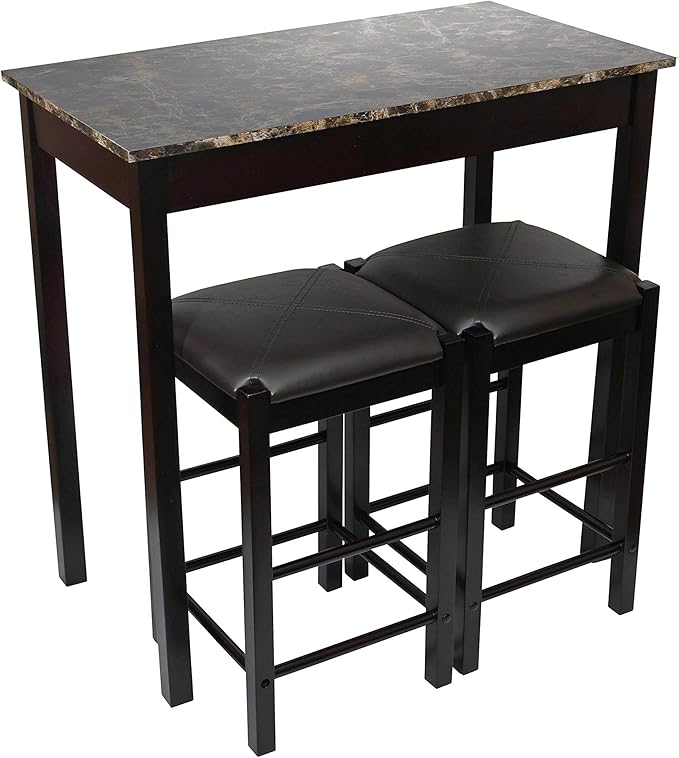 Pearington Remington High Top Counter Height Bar and Pub Table Set with 2 Chairs, Brown - LeafyLoom