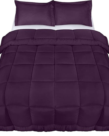 Utopia Bedding Queen Size Comforter Set with 2 Pillow Shams, Bedding Comforter Sets, Down Alternative Plum/Purple Comforter, Soft and Comfortable, Machine Washable (Pack of 4) - LeafyLoom