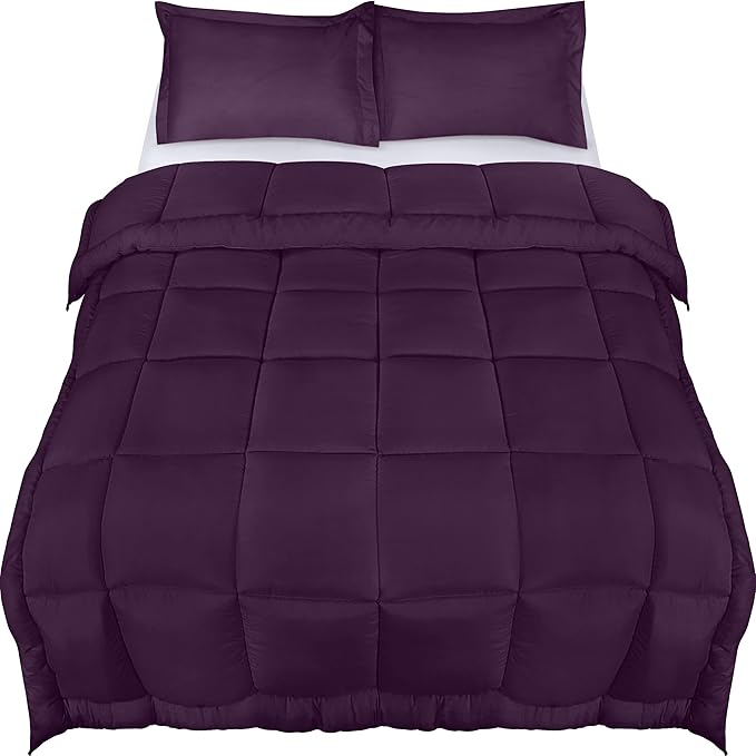 Utopia Bedding Queen Size Comforter Set with 2 Pillow Shams, Bedding Comforter Sets, Down Alternative Plum/Purple Comforter, Soft and Comfortable, Machine Washable (Pack of 4) - LeafyLoom