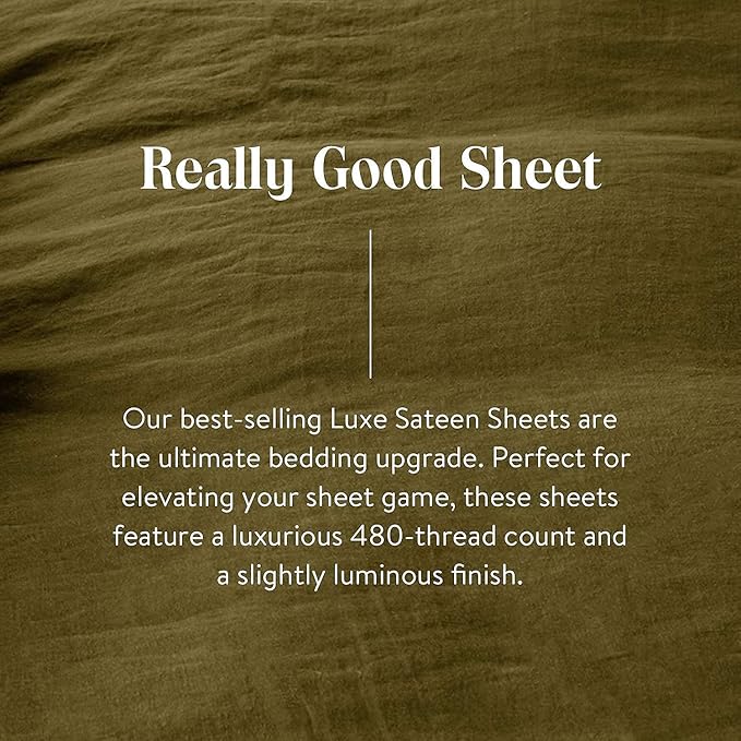 Brooklinen Luxury Sateen 4 Piece Sheet Set - 100% Cotton, Twin XL Size in Cream - 1 Fitted Sheet, 1 Flat Sheet, 2 Pillowcases | Best Luxury Sheets - LeafyLoom