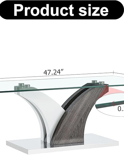 NicBex 47.24Inch Rectangular Dining Table,Modern Kitchen Table with Tempered Glass Tabletop and Artistic MDF Legs for 4 to 6,Dining Room Table for Kitchen,Restaurant,Meeting Living Room,Transparent - LeafyLoom