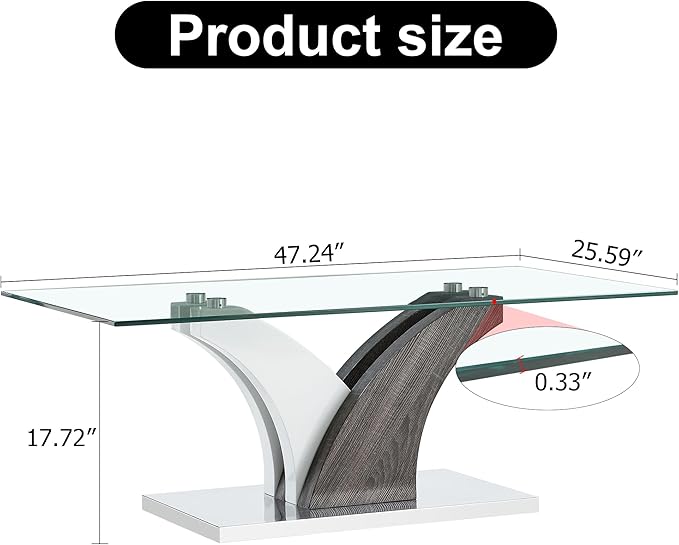 NicBex 47.24Inch Rectangular Dining Table,Modern Kitchen Table with Tempered Glass Tabletop and Artistic MDF Legs for 4 to 6,Dining Room Table for Kitchen,Restaurant,Meeting Living Room,Transparent - LeafyLoom