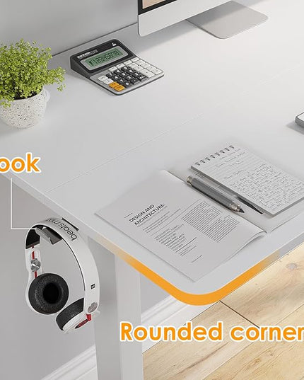 STARY Electric Memory Preset 40 x 24 Inches Adjustable Height Computer Workstation Sit Stand Home Office Desk with Splice Board, 4024, White Desktop/White Frame - LeafyLoom