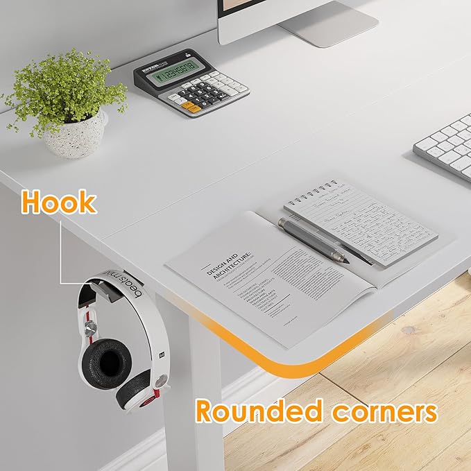 STARY Electric Memory Preset 40 x 24 Inches Adjustable Height Computer Workstation Sit Stand Home Office Desk with Splice Board, 4024, White Desktop/White Frame - LeafyLoom