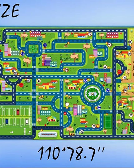 Car Rug Play Mat,Road Rug Kid Play Mat,Playroom Toy Car Mat, Kids Carpet City Map for Bedroom Classroom,Extra Large Thick (110X78.7 Inch) - LeafyLoom