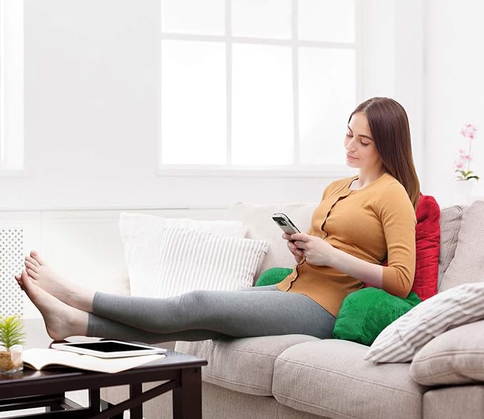 Clara Clark Reading Pillow, Standard Back Pillow for Sitting Up in Bed, Memory Foam Back Support Pillow, Reading Pillows for Sitting in Bed, Holiday Color Sit Up Pillow for Bed Arm Pillow with Pockets - LeafyLoom