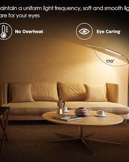 Dimunt LED Floor Lamp, Bright 15W Floor Lamps for Living Room with 1H Timer, Stepless Adjustable 3000K-6000K Colors & Brightness Standing Lamp with Remote & Touch Control Reading Floor Lamps - LeafyLoom
