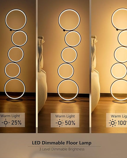 NUÜR 43.3" Modern Floor Lamp, LED Floor Lamp for Living Room, Dimmable, Circle Standing Lamp, Energy-Saving, Unique Lamp for Bedroom, Office, Home - LeafyLoom