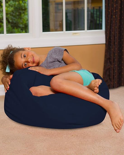 Posh Creations Bean Bag Chair for Kids, Teens, and Adults Includes Removable and Machine Washable Cover, Solid Navy Blue, 27in - Medium - LeafyLoom