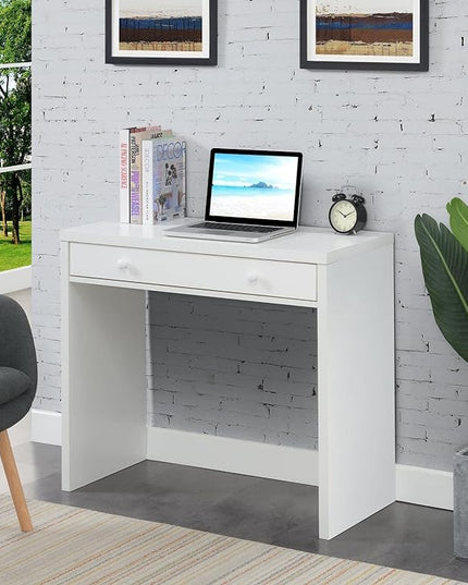 Convenience Concepts Northfield Desk with Drawer, White - LeafyLoom