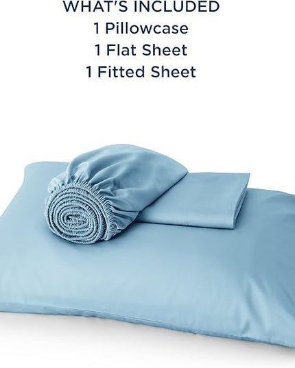 Bedsure Twin Sheets Set, Cooling Sheets Twin Size Bed Set, Rayon Derived from Bamboo, Twin Size Sheets, Breathable & Soft Bed Sheets, Hotel Luxury Silky Bedding Sheets & Pillowcases, Teal Blue - LeafyLoom