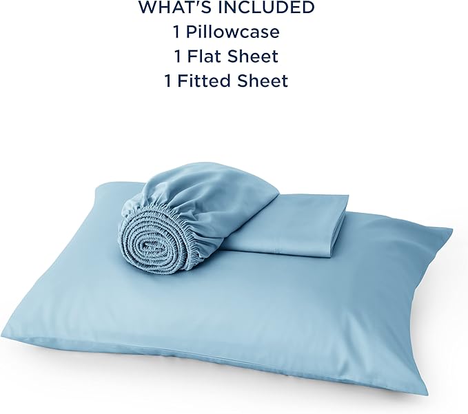 Bedsure Twin Sheets Set, Cooling Sheets Twin Size Bed Set, Rayon Derived from Bamboo, Twin Size Sheets, Breathable & Soft Bed Sheets, Hotel Luxury Silky Bedding Sheets & Pillowcases, Teal Blue - LeafyLoom