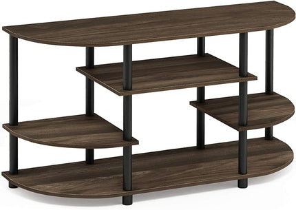 Furinno JAYA Simple Design Corner TV Stand, Columbia Walnut/Black - LeafyLoom