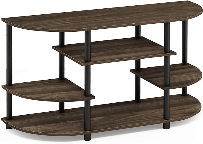 Furinno JAYA Simple Design Corner TV Stand, Columbia Walnut/Black - LeafyLoom