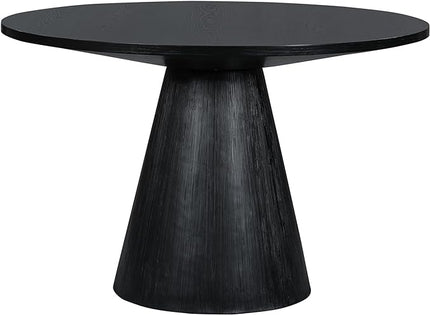 Retro Round Minimalist Elegant 4 Peoples, Rubber Wood, Exquisite Workmanship and Full Assembly Required, for Kitchen, Room, 1 Piece Dining Table Set, Black 18 - LeafyLoom