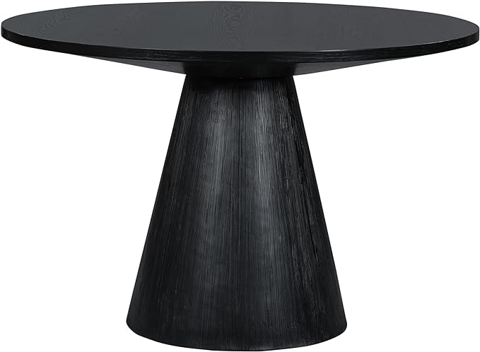 Retro Round Minimalist Elegant 4 Peoples, Rubber Wood, Exquisite Workmanship and Full Assembly Required, for Kitchen, Room, 1 Piece Dining Table Set, Black 18 - LeafyLoom