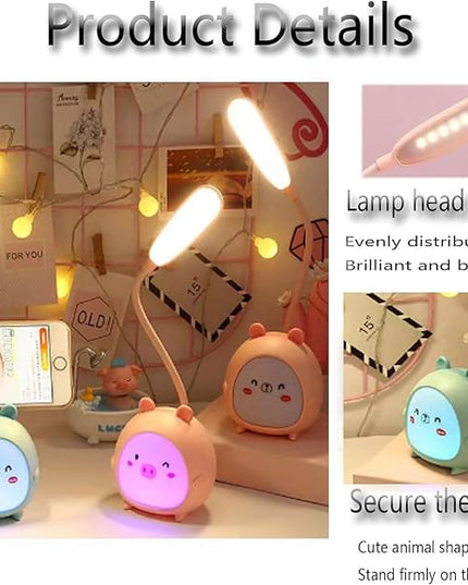 LED Desk Lamp，Mini Dog Night Light,Portable LED Table Light, Cute Foldable USB Rechargeable Reading Light Bedroom Children's Bedside Study (Blue) - LeafyLoom