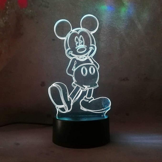 Cute Cartoon Mickey Mouse 3D Night Light LED 7 Color Illusion Table Lamp Birthday Child Kids Baby Gifts Christmas Xmas Birthday - LeafyLoom