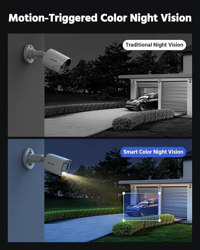 ANNKE 3K Lite Wired Security Camera System with AI Human/Vehicle Detection, H.265+ 8CH Surveillance DVR with 1TB Hard Drive and 8 x 1080p HD Outdoor CCTV Cameras, Color Night Vision, Smart Dual Light ANNKE