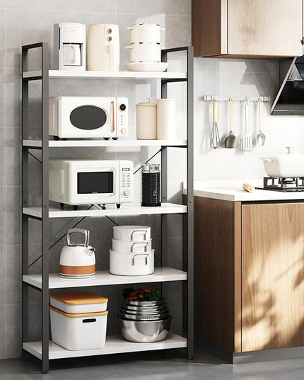 Tall Bookshelf with Large Storage,5 Tier Bookcase in Bedroom,Living Room and Office,Modern Wide Bookcase Shelf for Storing Books/Plants,White - LeafyLoom