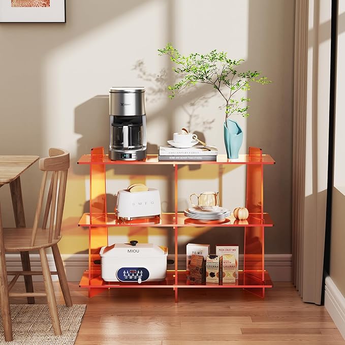 Acrylic Console Table, Entryway Table, Acrylic Bookshelf, 39.4'' x 11.8'' x 31.5'', Clear - LeafyLoom