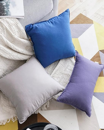 Jeanerlor SureGuard Pillowcase Cousion Cover Decor Cotton Linen with Unique Design to Embellish Study Room/House/Office Set of 2, 20"x20"(50 x 50cm), Silver Grey - LeafyLoom