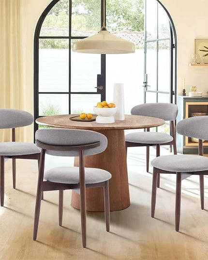 COLAMY Wooden Dining Chairs Set of 2, Modern Fabric Upholstered Kitchen Side Chairs, Farmhouse Dining Room Chair with Foot Pegs, Light Grey - LeafyLoom