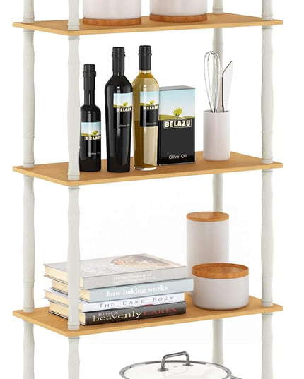 Furinno Turn-N-Tube 5-Tier Multipurpose Shelf / Display Rack / Storage Shelf / Bookshelf, Classic Tubes, Beech/White - LeafyLoom